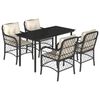 vidaXL Set da Pranzo da Giardino 5 pz Nero con Cuscini in Polyrattan