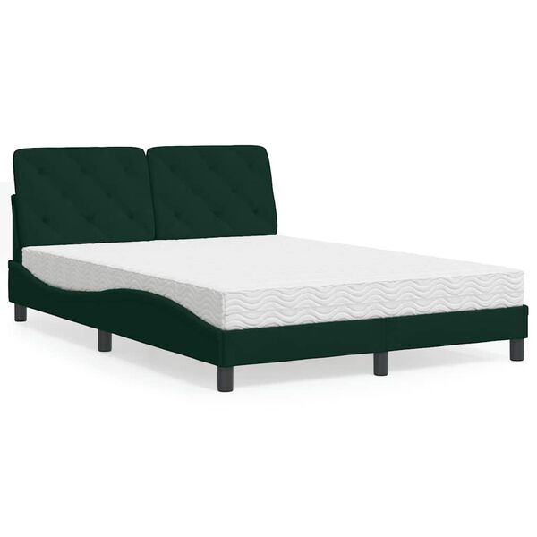 vidaXL Letto con Materasso Verde Scuro 120x200 cm in Velluto