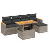 vidaXL Set Divano da Giardino 6 pz con Cuscini Grigio in Polyrattan