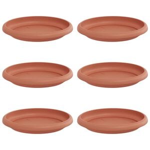 vidaXL Vassoio Rotondo per Fiori 6 pz Rosso Mattone &Oslash; 14 x 2 cm