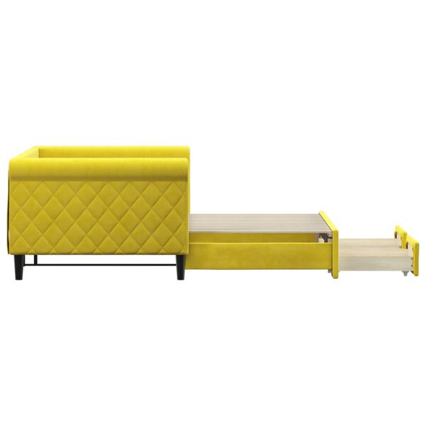 vidaXL Divano Letto Estraibile con Cassetti Giallo 90x200cm in Velluto