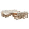 vidaXL Set Divano da Giardino 11 pz Naturale e Bianco Crema polyrattan