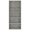 vidaXL Libreria 5 Ripiani Grigio Cemento 80x30x189cm Legno Multistrato