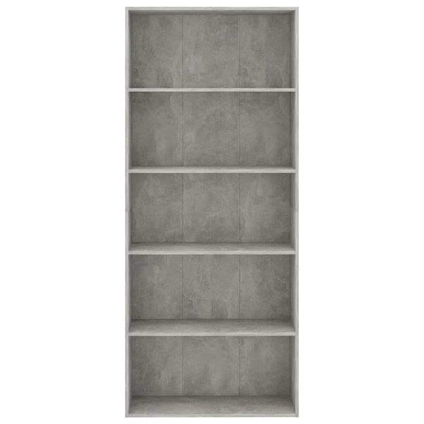 vidaXL Libreria 5 Ripiani Grigio Cemento 80x30x189cm Legno Multistrato