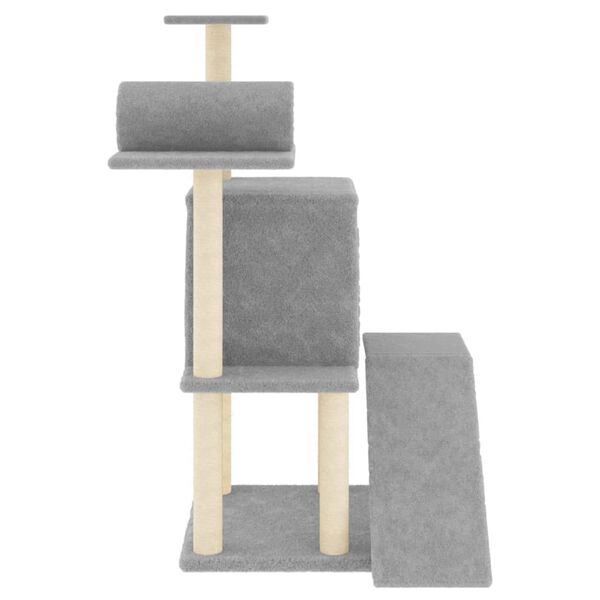 vidaXL Albero per Gatti con Tiragraffi in Sisal Grigio Chiaro 110,5 cm