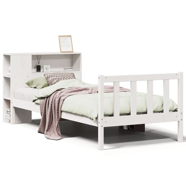 vidaXL Letto Libreria senza Materasso Bianca 90x200 cm Legno di Pino