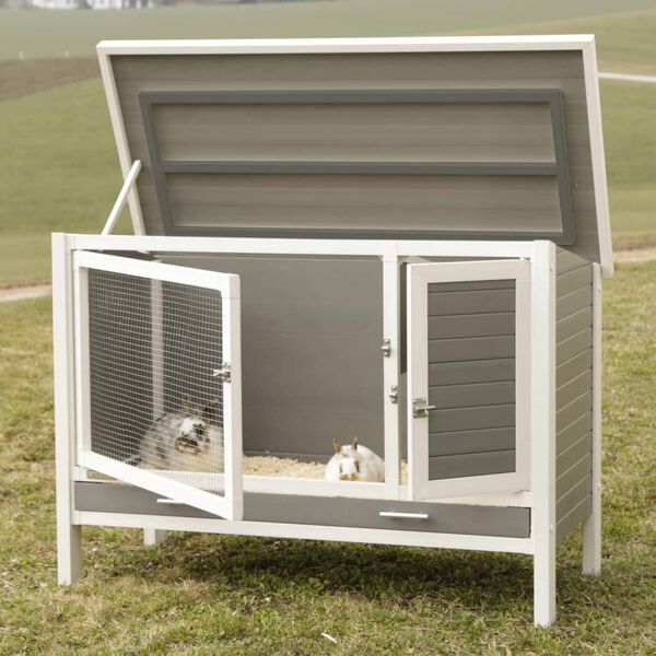 Kerbl Conigliera ECO Samy in Plastica 116x57x82cm Grigio e Bianco