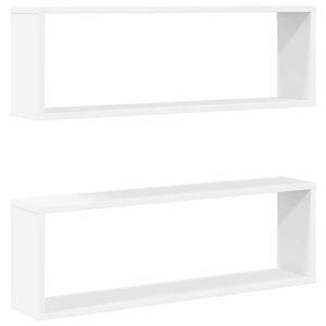 vidaXL Mensole Parete a Cubo 2pz Bianco 80x15x26,5cm Legno Multistrato