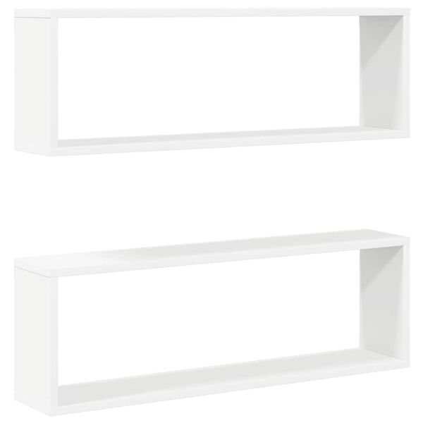 vidaXL Mensole Parete a Cubo 2pz Bianco 80x15x26,5cm Legno Multistrato