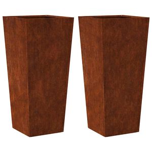 vidaXL Fioriere da Giardino 2 pz 35x35x75 cm in Acciaio Corten