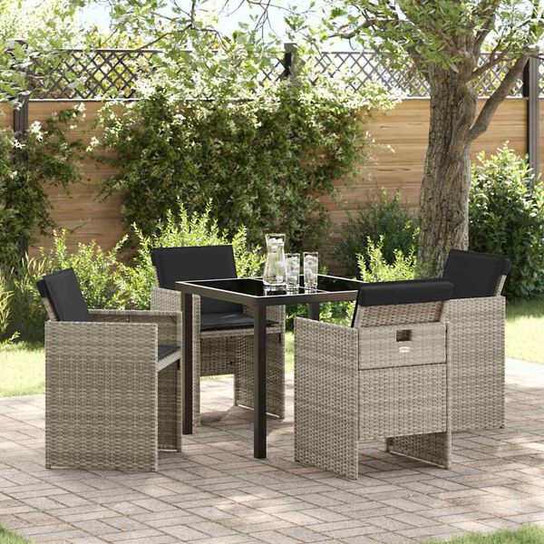 vidaXL Set da Pranzo per Giardino 5 pcs Grigio chiaro polyrattan