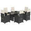 vidaXL Set da Pranzo da Giardino 7 pz Nero con Cuscini in Polyrattan