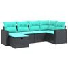 vidaXL Set Divano da Giardino 6 pz con Cuscini Nero in Polyrattan