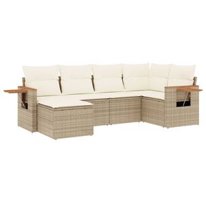 vidaXL Set Divano da Giardino 6 pz con Cuscini Beige in Polyrattan