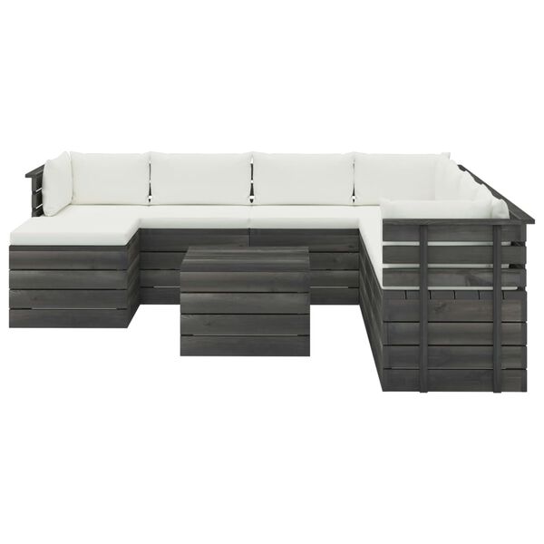 vidaXL Set Divani da Giardino su Pallet 9 pz con Cuscini Massello Pino