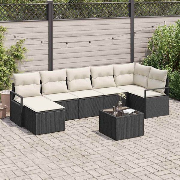 vidaXL Set di divani con cuscino 8 pcs Nero polyrattan