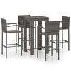 vidaXL Set Bar da Giardino 5 pz con Braccioli in Polyrattan Grigio