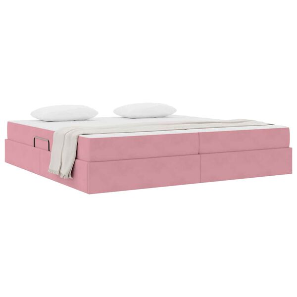 vidaXL Letto con contenitore e materasso Rosa 200 x 200 cm Velluto