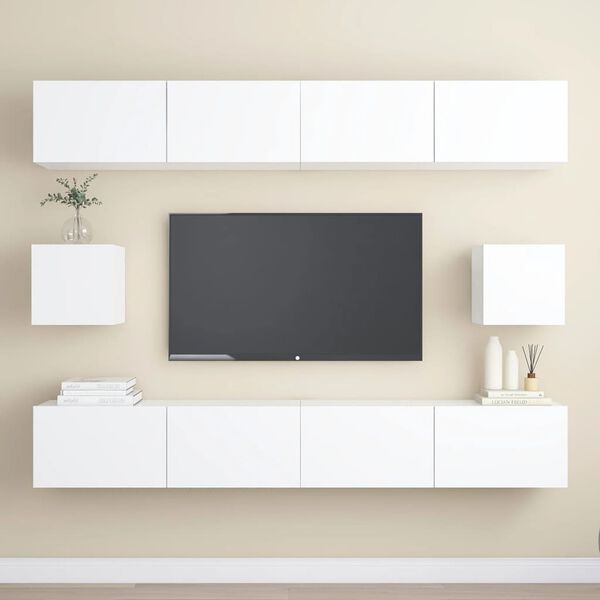 vidaXL Set Mobili Porta TV 6 pz Bianco in Legno Multistrato