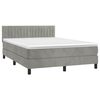 vidaXL Letto a Molle con Materasso e LED Grigio Chiaro 140x190 cm Velluto