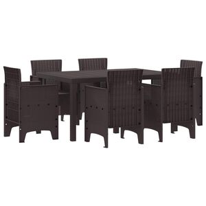 vidaXL Set da Pranzo per Giardino 7 pz Marrone Rattan Polt