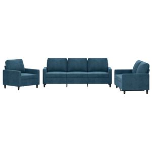 vidaXL Set di Divani 3 pz con Cuscini Blu in Velluto