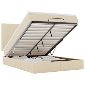 vidaXL Struttura Letto Pouf con Materasso Crema 140x200 cm in Tessuto