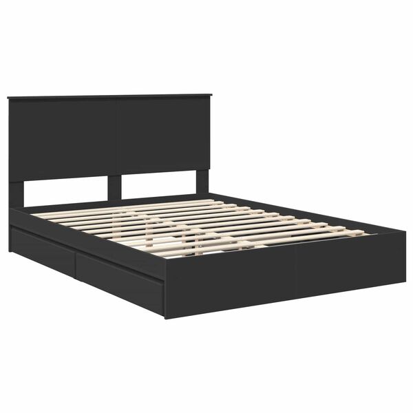 vidaXL Letto con Contenitore Nero 150 x 200 cm Legno multistrato