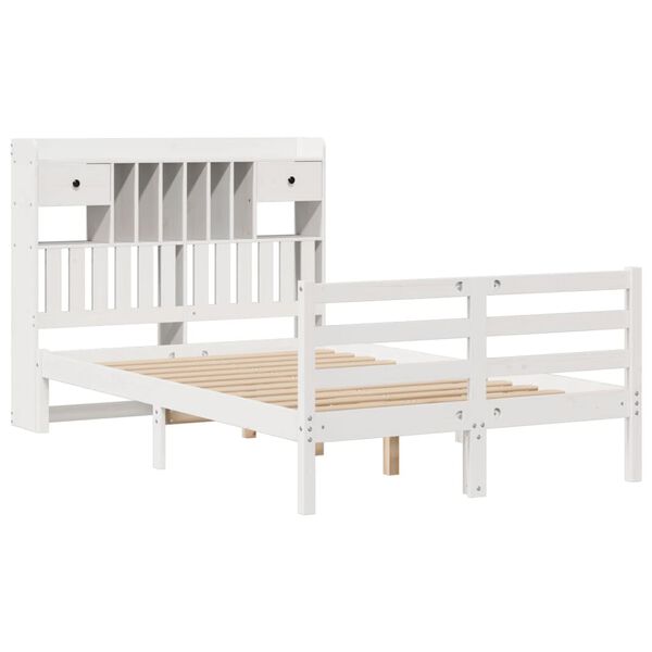 vidaXL Letto Libreria senza Materasso Bianco 135x190 cm Legno di Pino