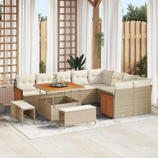 vidaXL Set Divano da Giardino 12 pcs beige e panna 100 x 100 x 71 cm