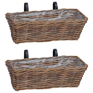 vidaXL Cestino Appendibile per Piante 2 pcs Marrone 48 x 22 x 15 cm