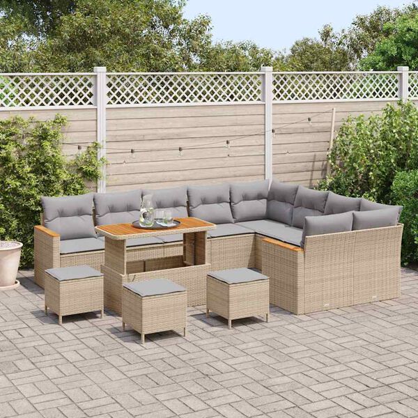 vidaXL Set Divano da Giardino 13 pcs Beige polyrattan