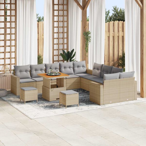 vidaXL Set Divano da Giardino 17 pcs Beige e Grigio Chiaro polyrattan