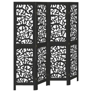 vidaXL Divisorio Ambienti 4 Pannelli Nero Legno Massello di Paulownia
