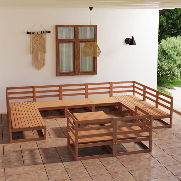vidaXL Set Divani da Giardino 12 pz in Legno Massello di Pino