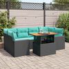 vidaXL Set Divani da Giardino con Cuscini 7pz Nero Polyrattan