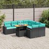 vidaXL Set Divani da Giardino 9 pz con Cuscini Nero in Polyrattan