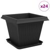 vidaXL Vasi per Piante 24 pcs Nero 38 x 38 x 30 cm Plastica