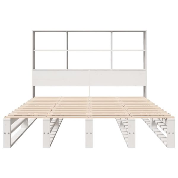vidaXL Letto Libreria senza Materasso Bianco 120x200 cm Legno Massello