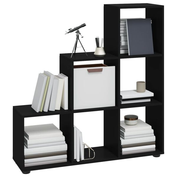 vidaXL Libreria a Scala Nera 107 cm in Legno Multistrato