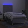 vidaXL Letto a Molle Materasso e LED Grigio Chiaro 90x190 cm Tessuto