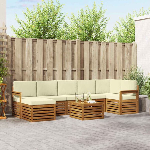 vidaXL Set divano sezionale con cuscino 8 pcs Naturale e Crema