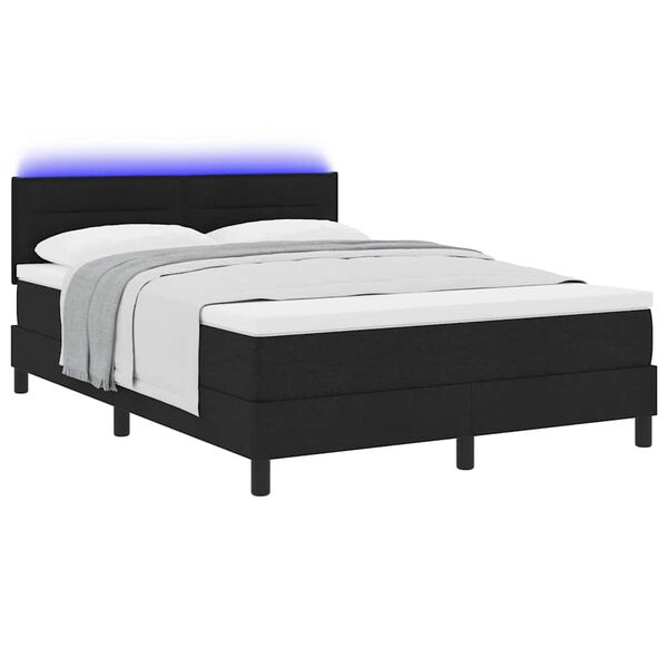vidaXL Letto a molle con materasso con led Nero 140 x 190 cm Tessuto