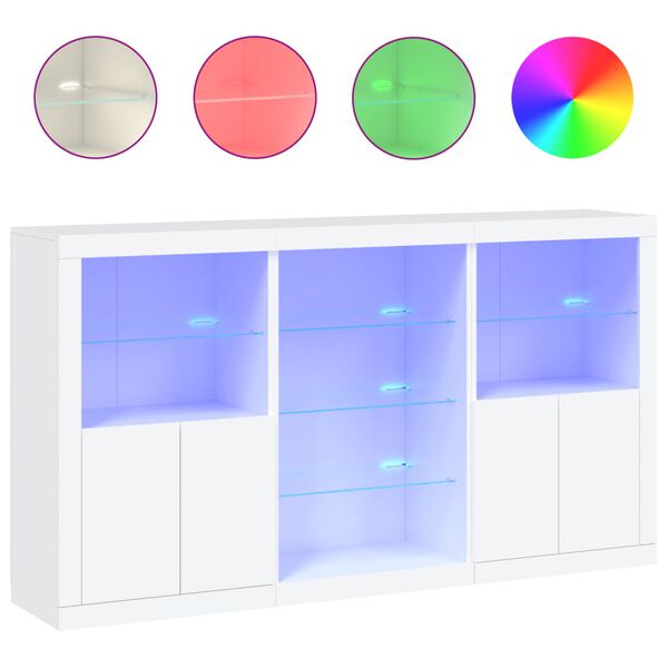 vidaXL Credenza con Luci LED Bianca 181,5x37x100 cm