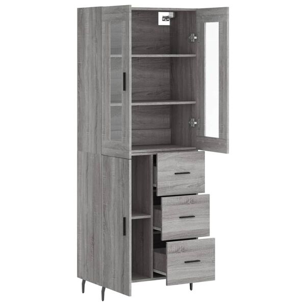 vidaXL Credenza Grigio Sonoma 69,5x34x180 cm in Legno Multistrato