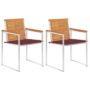 vidaXL Sedie da Giardino 2 pz con Cuscini in Legno Acacia e Acciaio