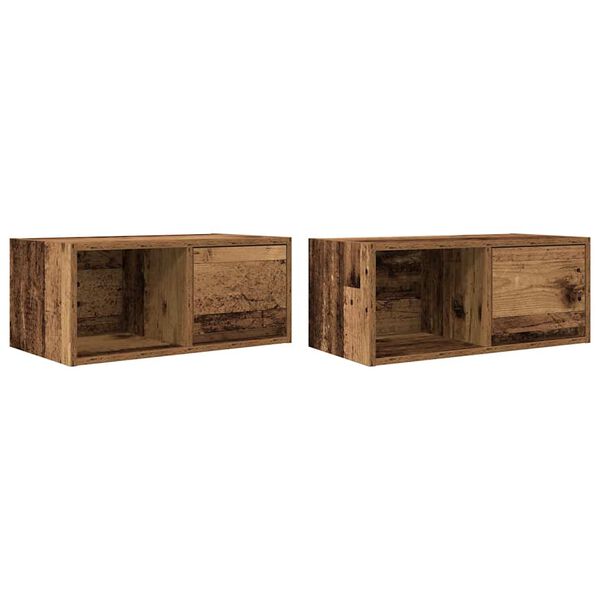 vidaXL Mobili Porta TV 2 pz Legno Antico 60x31x25,5 cm in Truciolato