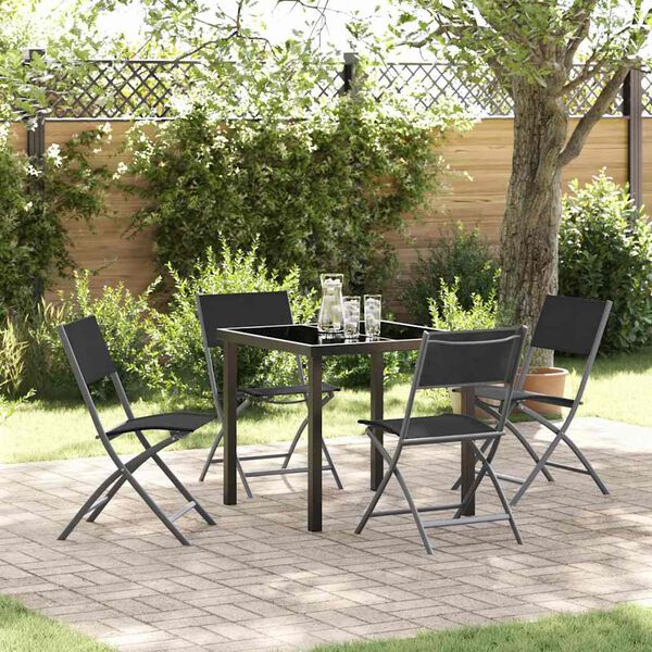 vidaXL Set da Pranzo per Giardino 5 pcs Nero