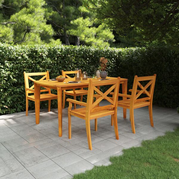 vidaXL Set da Pranzo per Giardino 5 pz in Legno Massello di Acacia
