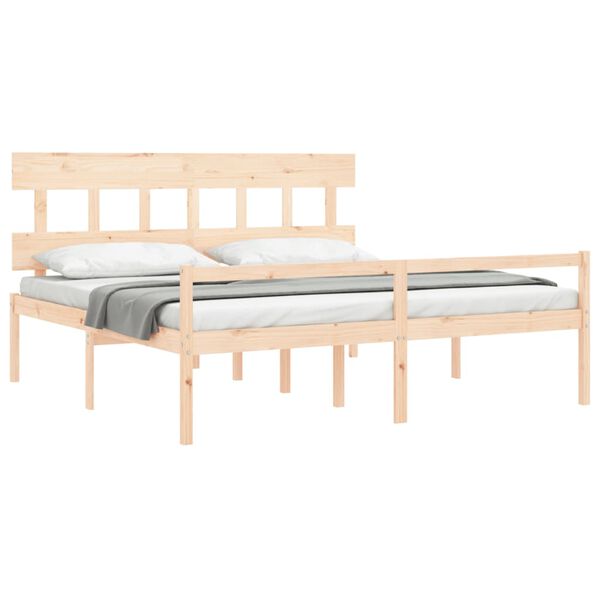 vidaXL Letto per Anziani con Testiera 200x200 cm in Legno Massello